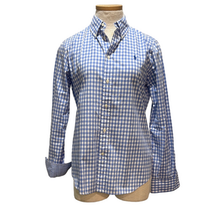 Ralph Lauren Blue and White Checkered Button Down Shirt